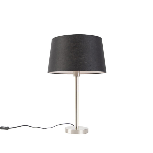 Moderní stolní lampa z oceli s černým odstínem 35 cm - Simplo