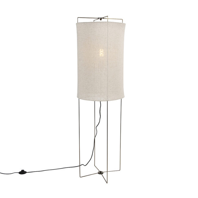 Designová stojací lampa béžové lněné odstín - Rich