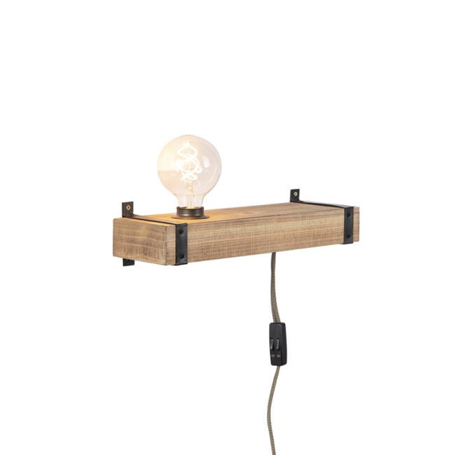 Průmyslové nástěnné svítidlo dřevěné USB - Reena