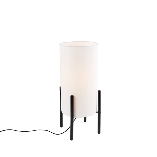Designová stolní lampa černé lněné odstín bílé - Rich