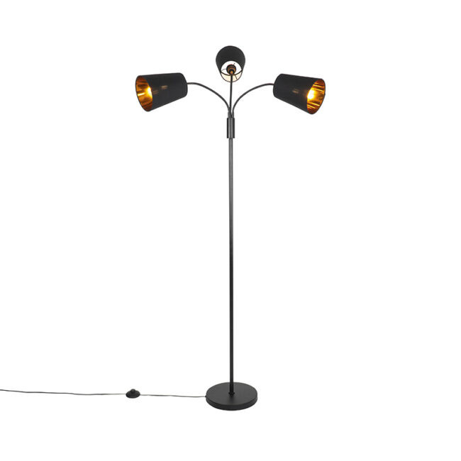 Moderní stojací lampa černá 3-světlo - Carmen