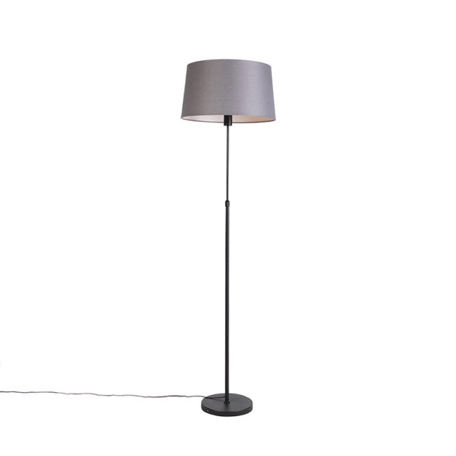 Stojací lampa černá s tmavě šedým plátěným odstínem 45 cm - Parte