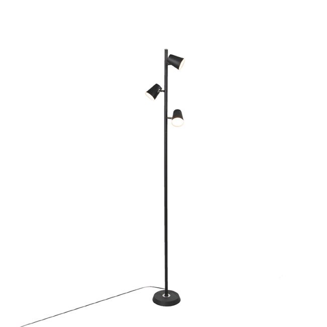 Moderní stojací lampa černá 3-světlo vč. LED stmívatelné - Coupe