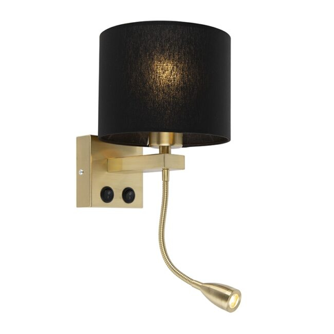 Nástěnná lampa ve stylu art deco zlatá s černým odstínem - Brescia