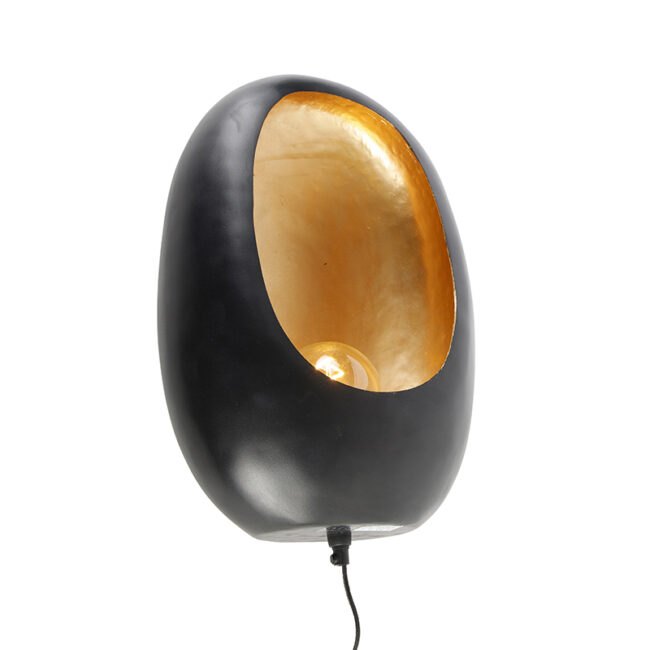 Designové nástěnné svítidlo černé se zlatým vnitřkem 46 cm - Cova