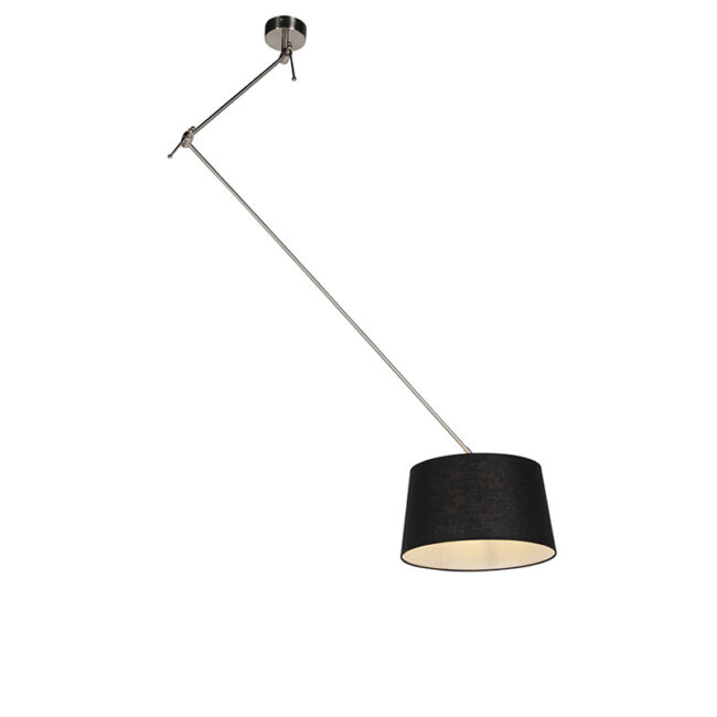 Závěsná lampa s lněným stínidlem černá 35 cm - ocel Blitz I