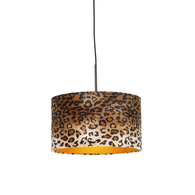 Moderní závěsná lampa černá s odstínem leopard 35 cm - Combi