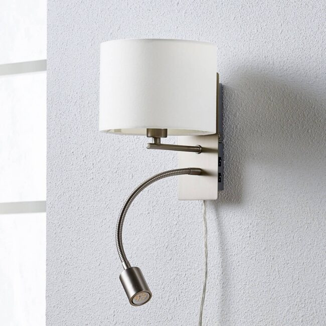 Florens - textilní lampa s čtecím světlem LED